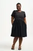 Sugarhill Antoinette Shirred Dress Rainbow Shirring Black sold by Shine On