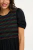 Sugarhill Antoinette Shirred Dress Rainbow Shirring Black sold by Shine On