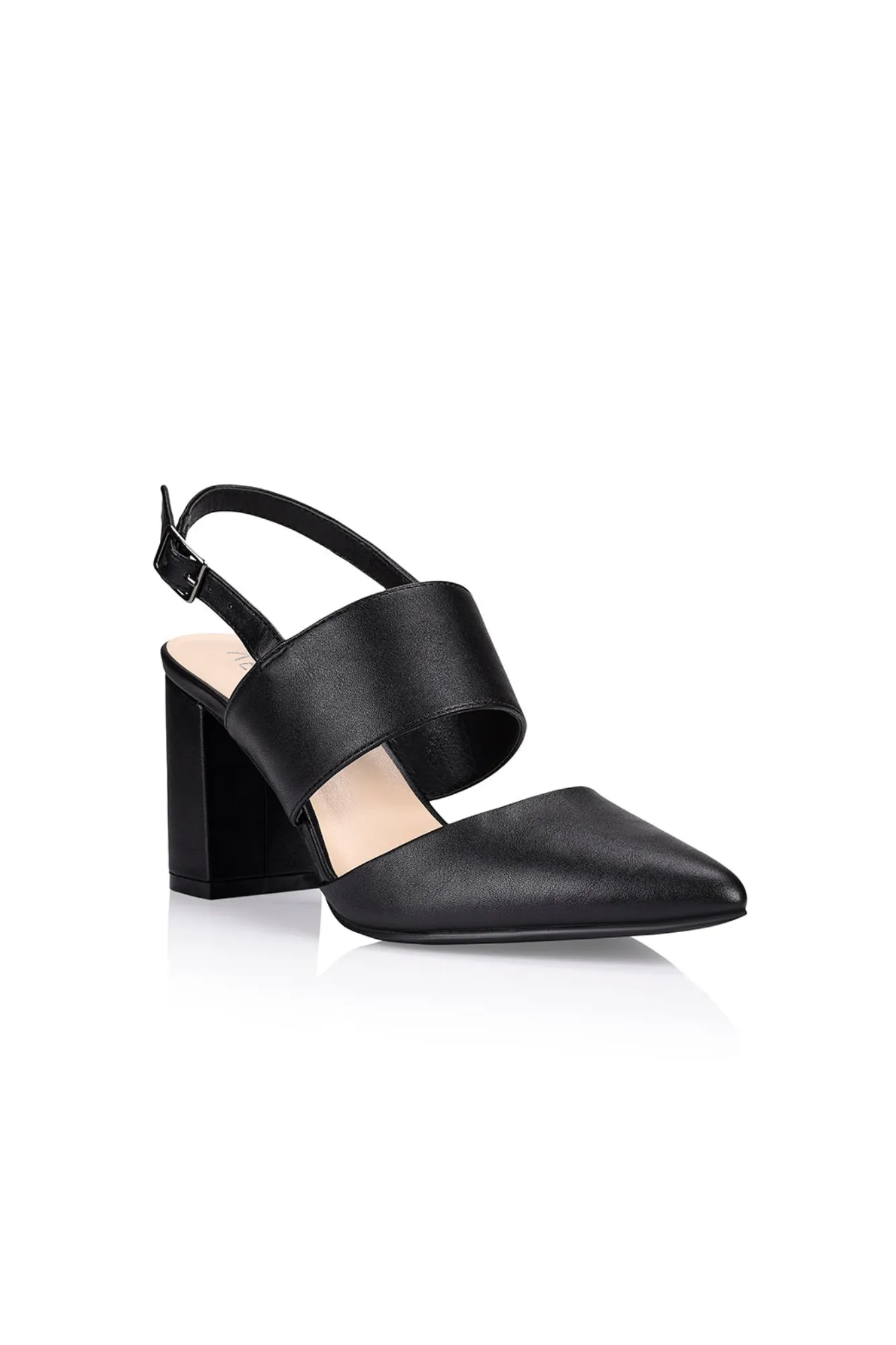 Verali Ena Closed Toe Block Heels Black Smooth sold by Shine On