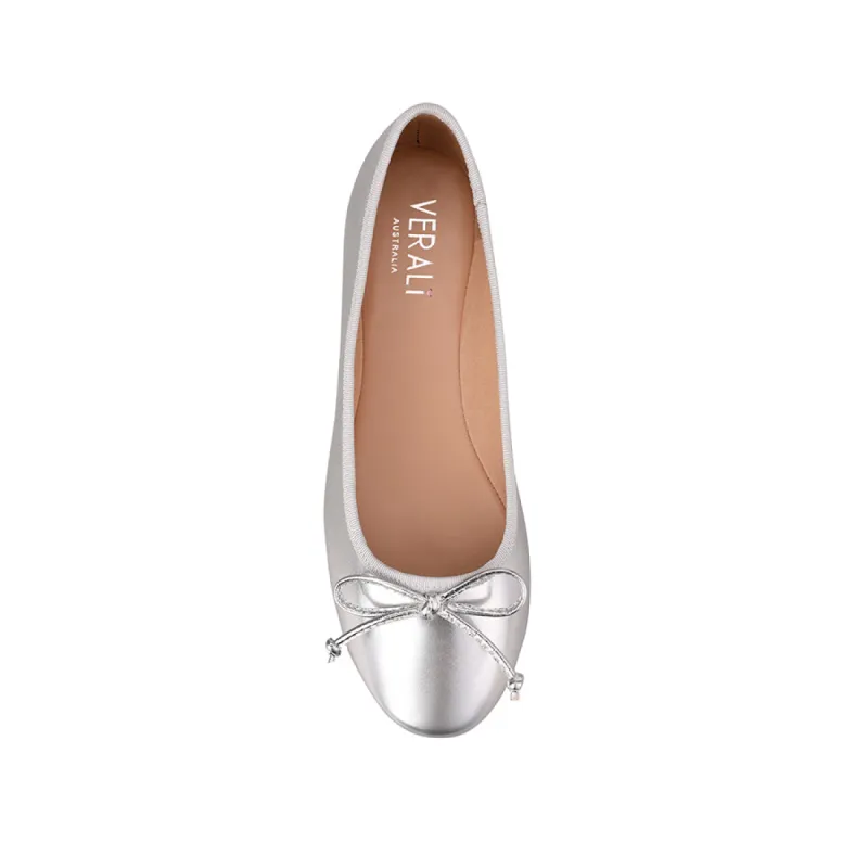 Verali Ballerina Ballet Flats Silver Smooth sold by Shine On