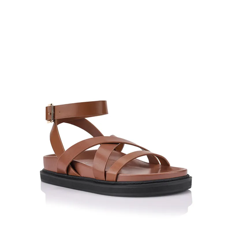 Verali Brianna Footbed Sandals Cognac sold by Shine On