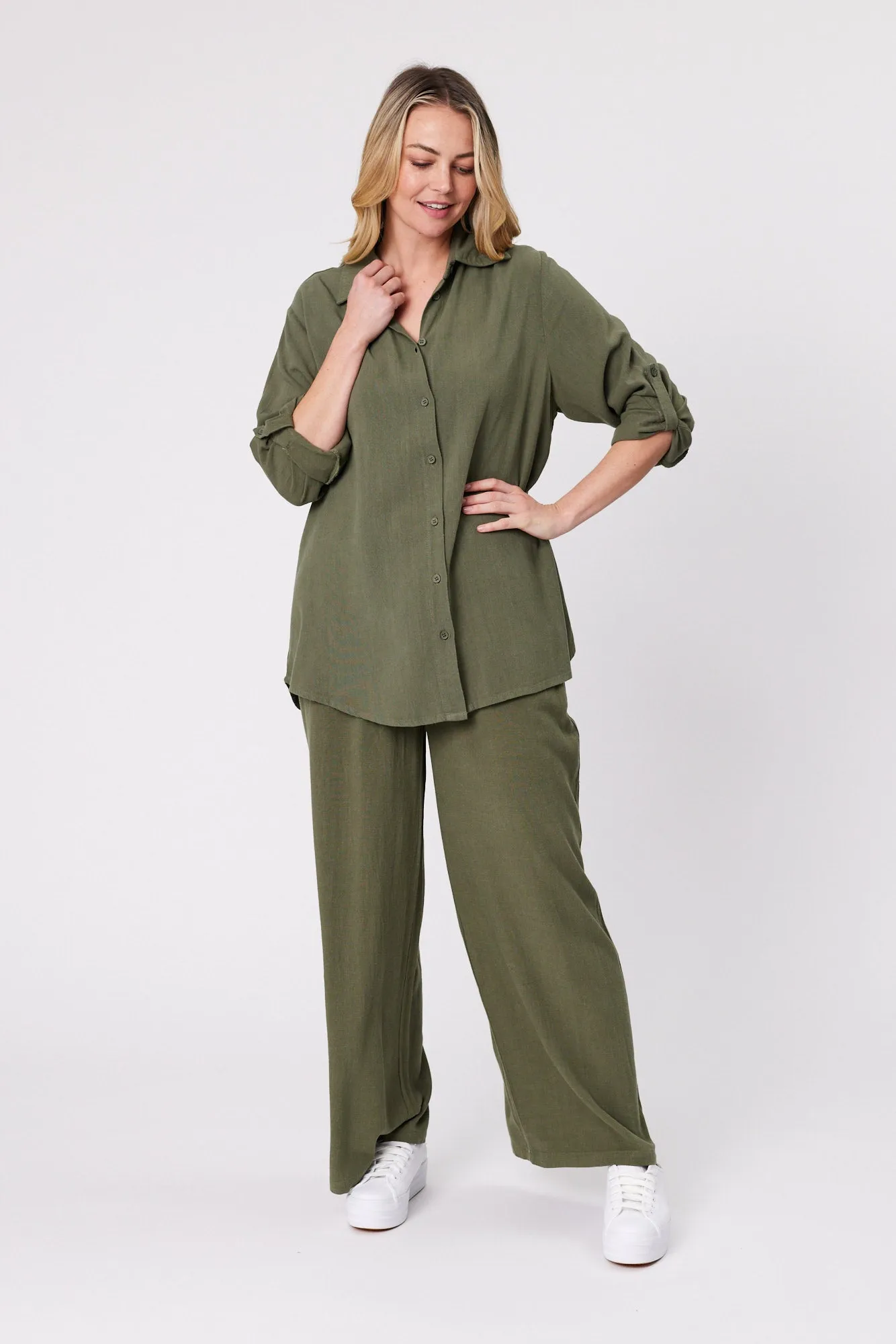 Shine On Essentials L/S Shirt Khaki sold by Shine On product image thumbnail 3