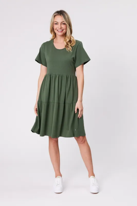 Shine On Essentials Empire Line Dress Khaki sold by Shine On