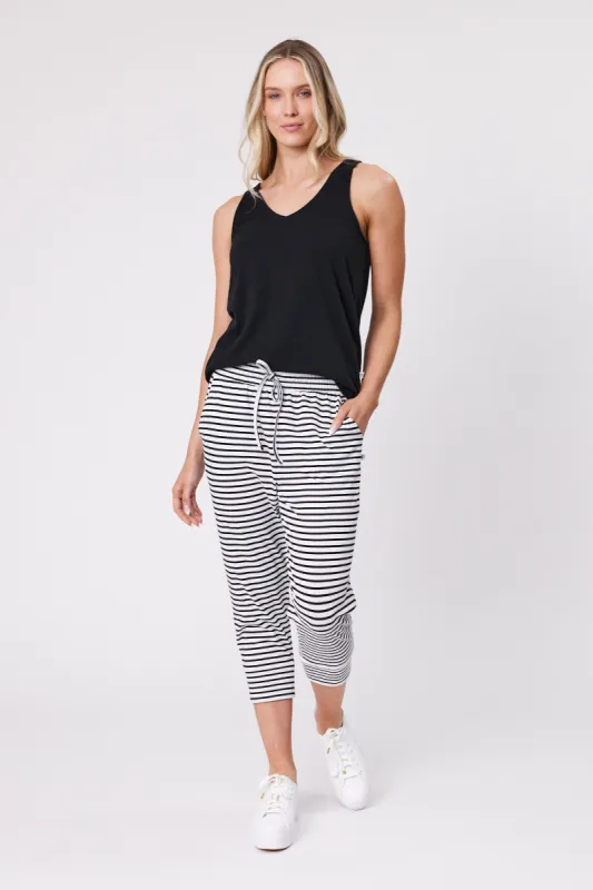 Shine On Essentials Stripe Pant White Black Stripe sold by Shine On