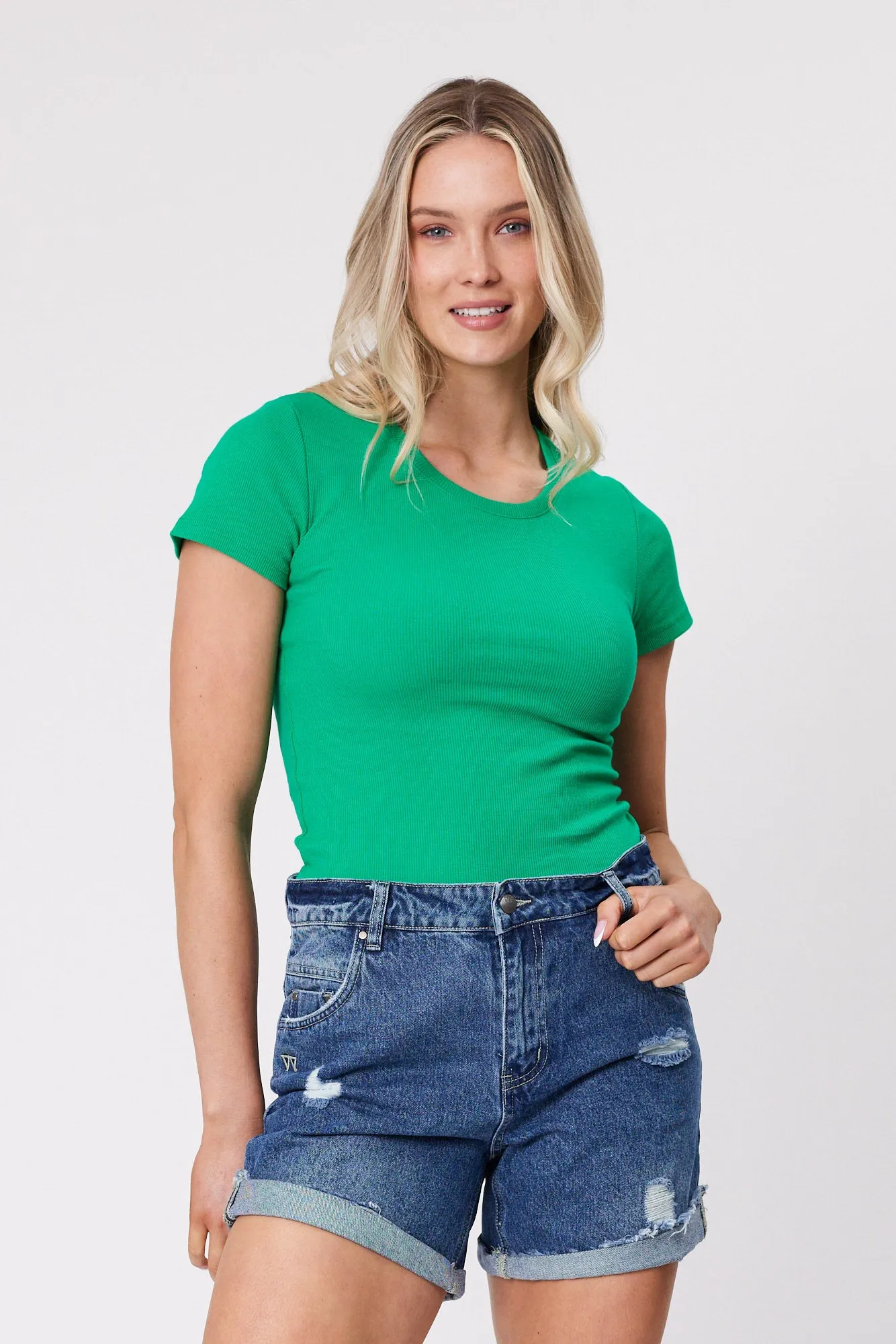Shine On Essentials Rib Tee Bright Green sold by Shine On product image thumbnail 2