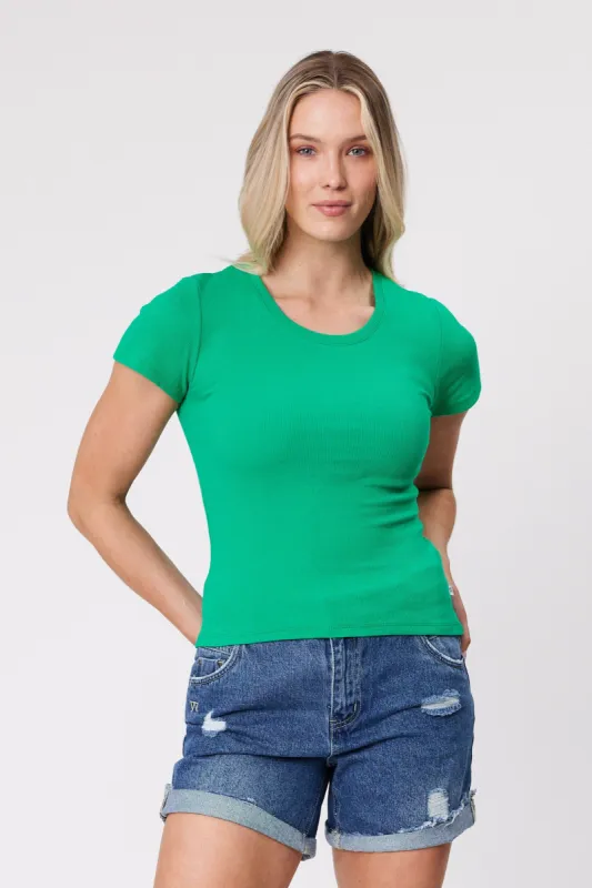 Shine On Essentials Rib Tee Bright Green sold by Shine On