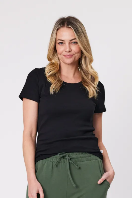 Shine On Essentials Rib Tee Black made by Shine On