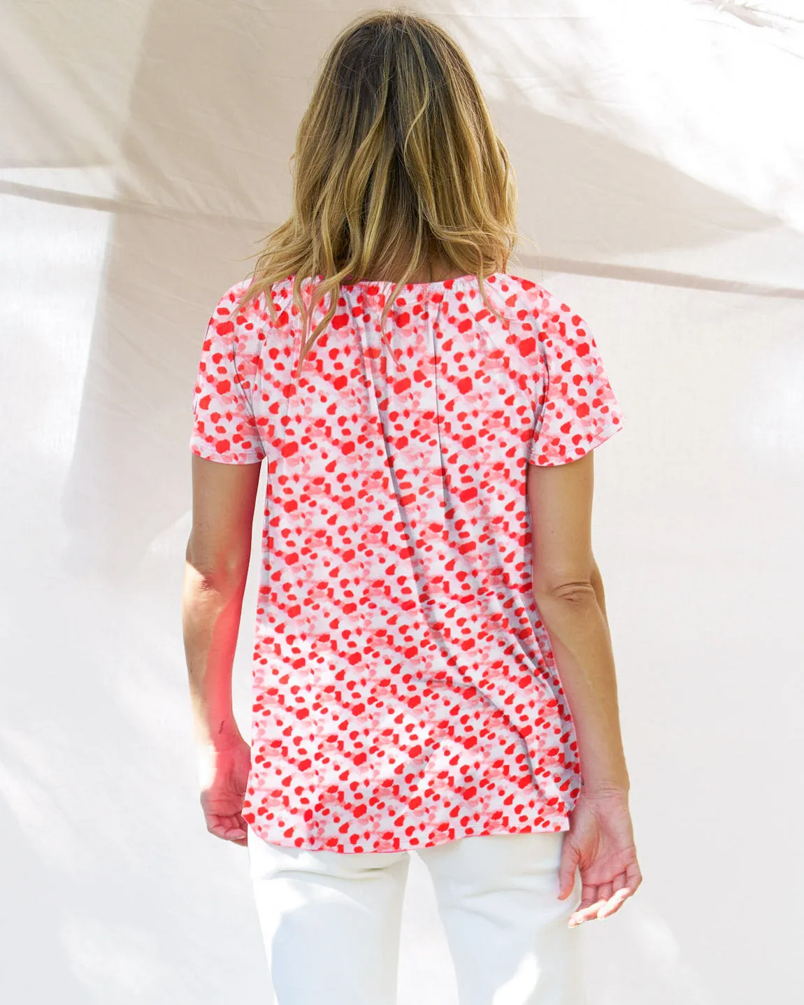 Betty Basics Coral Shirred Tee Blossom Print sold by Shine On product image thumbnail 4