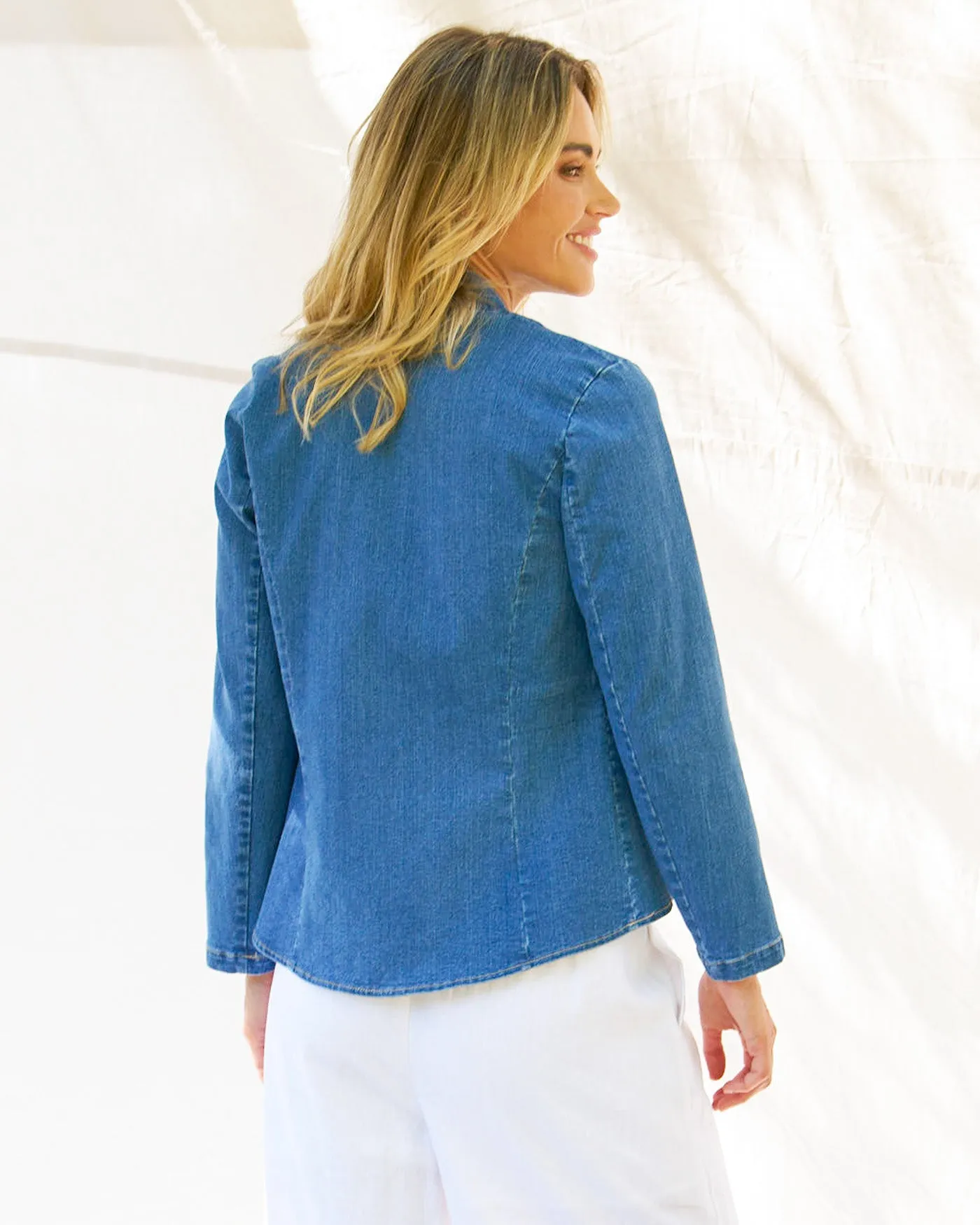 Betty Basics Stacey Denim Military Jacket Vintage Blue sold by Shine On product image thumbnail 4