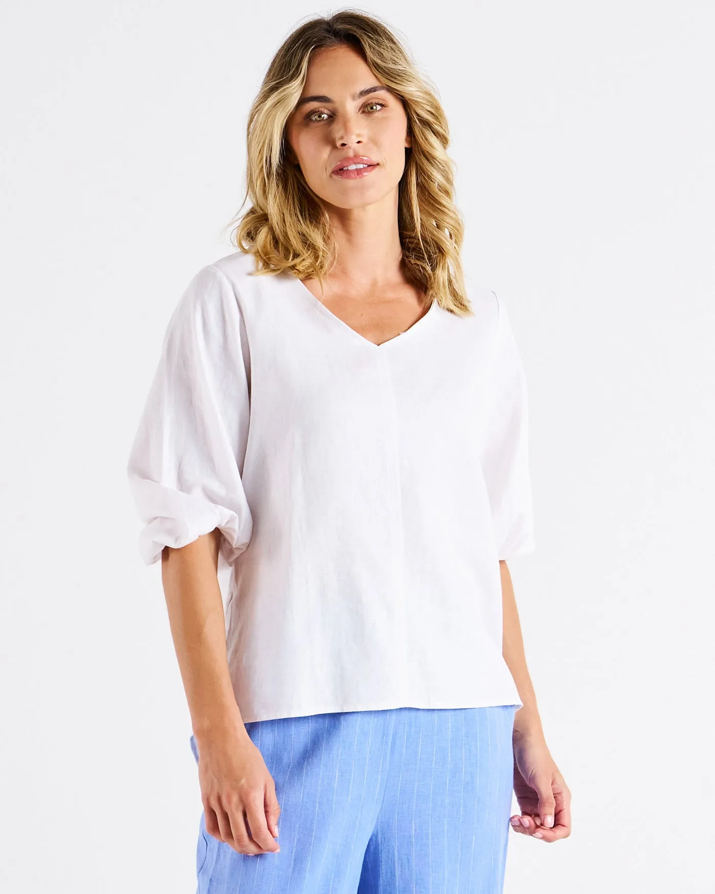 Betty Basics Elanora Linen Blouse White sold by Shine On product image thumbnail 2