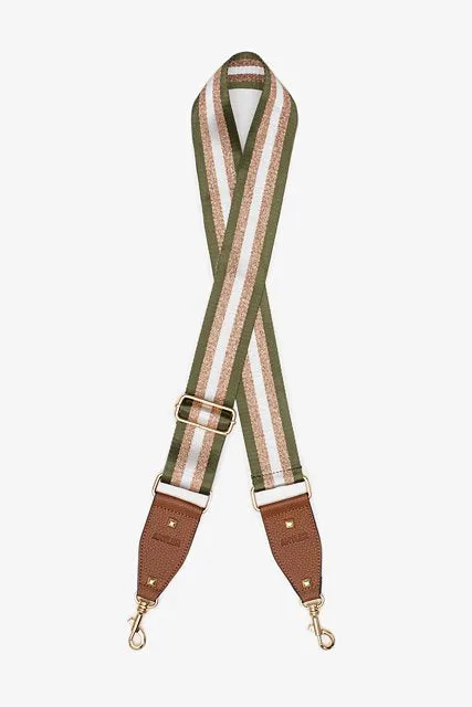 Antler Bag Strap Khaki & Rose Gold Stripe sold by Shine On