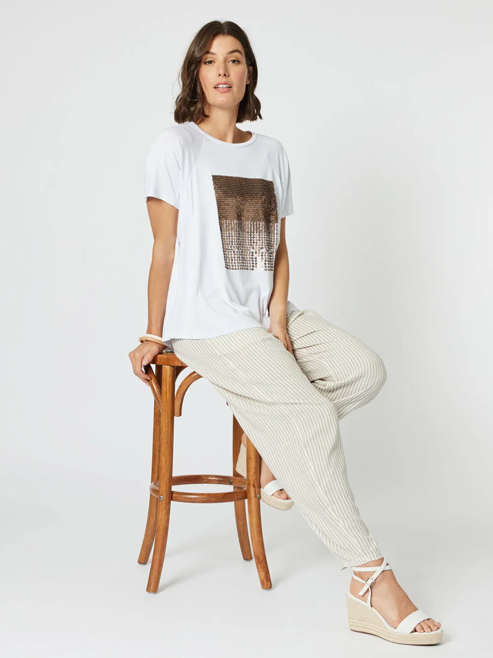 Clarity Sequin Patch Tee White/Bronze sold by Shine On product image thumbnail 3