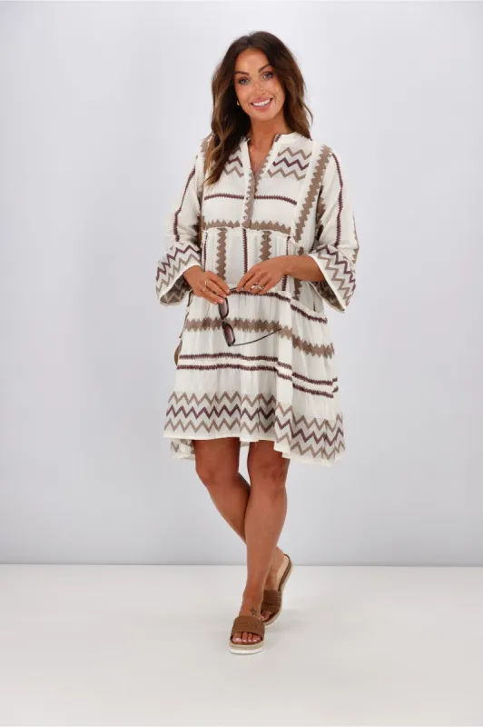 Joop & Gypsy Mediterranean Dress Latte White sold by Shine On
