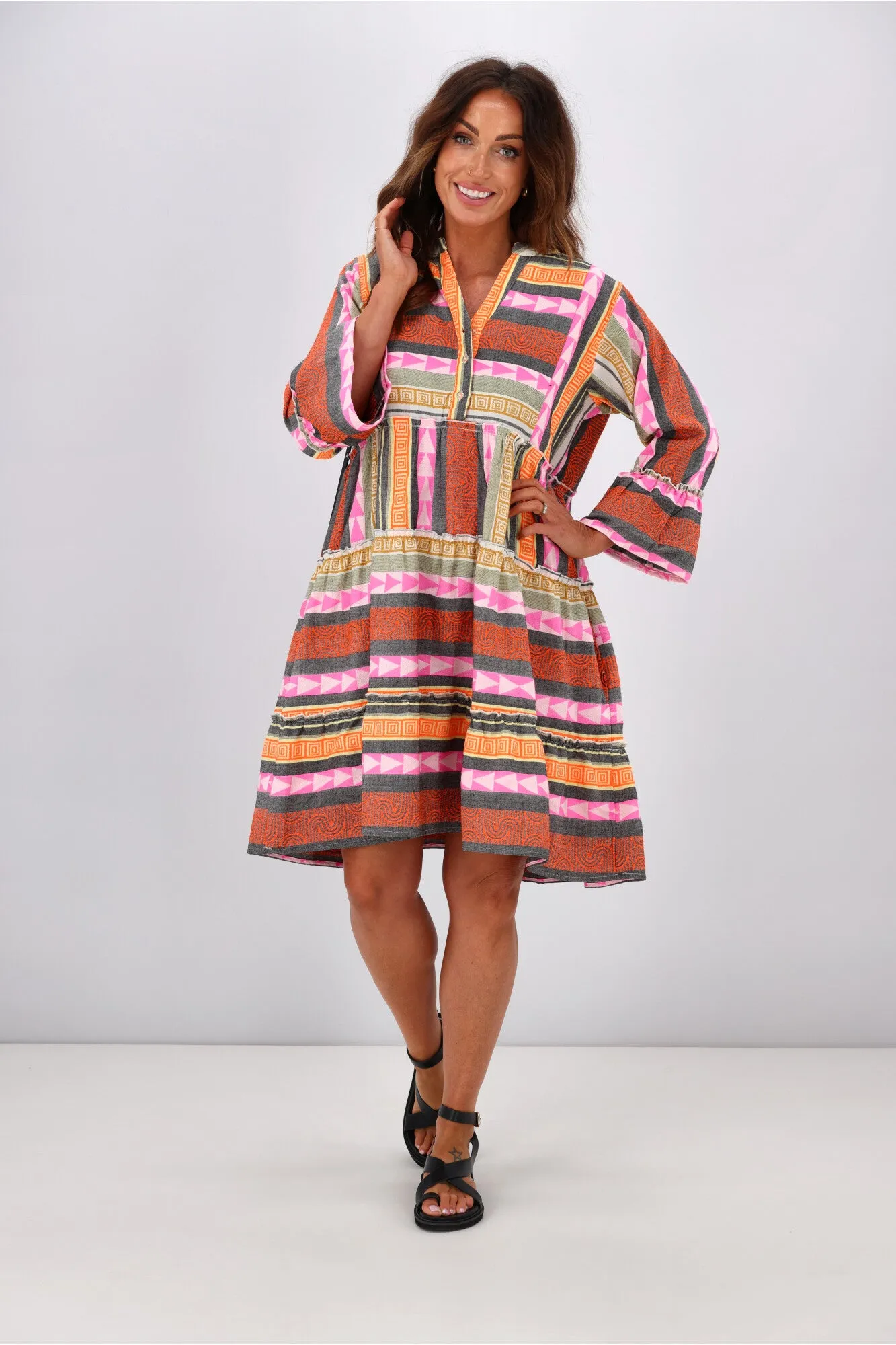 Joop & Gypsy Mediterranean Dress Orange Pink sold by Shine On