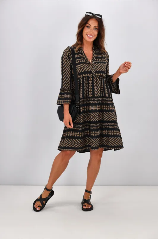 Joop & Gypsy Mediterranean Dress Black Latte sold by Shine On
