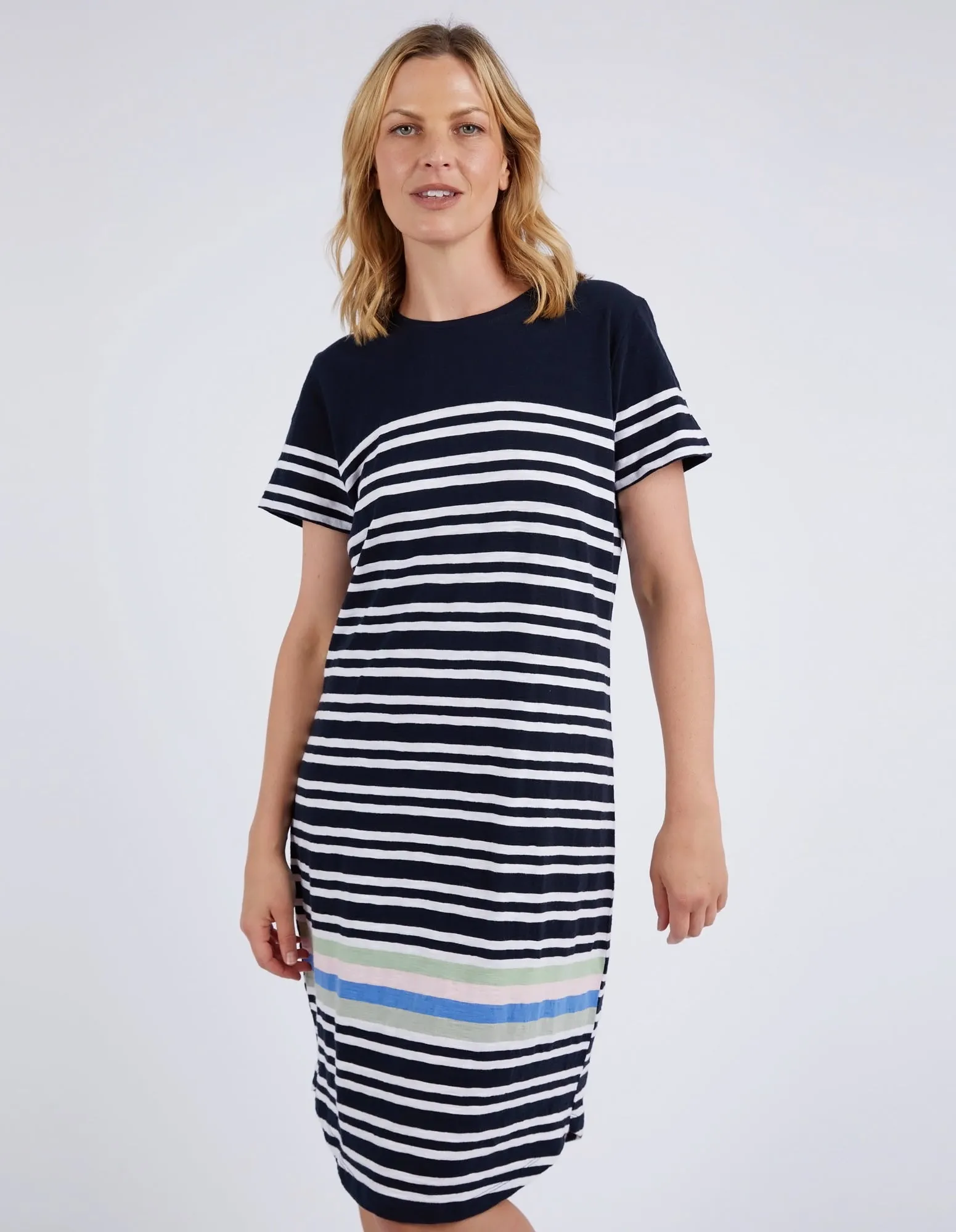 Elm Aligner Tee Dress Navy and White Stripe sold by Shine On product image thumbnail 3