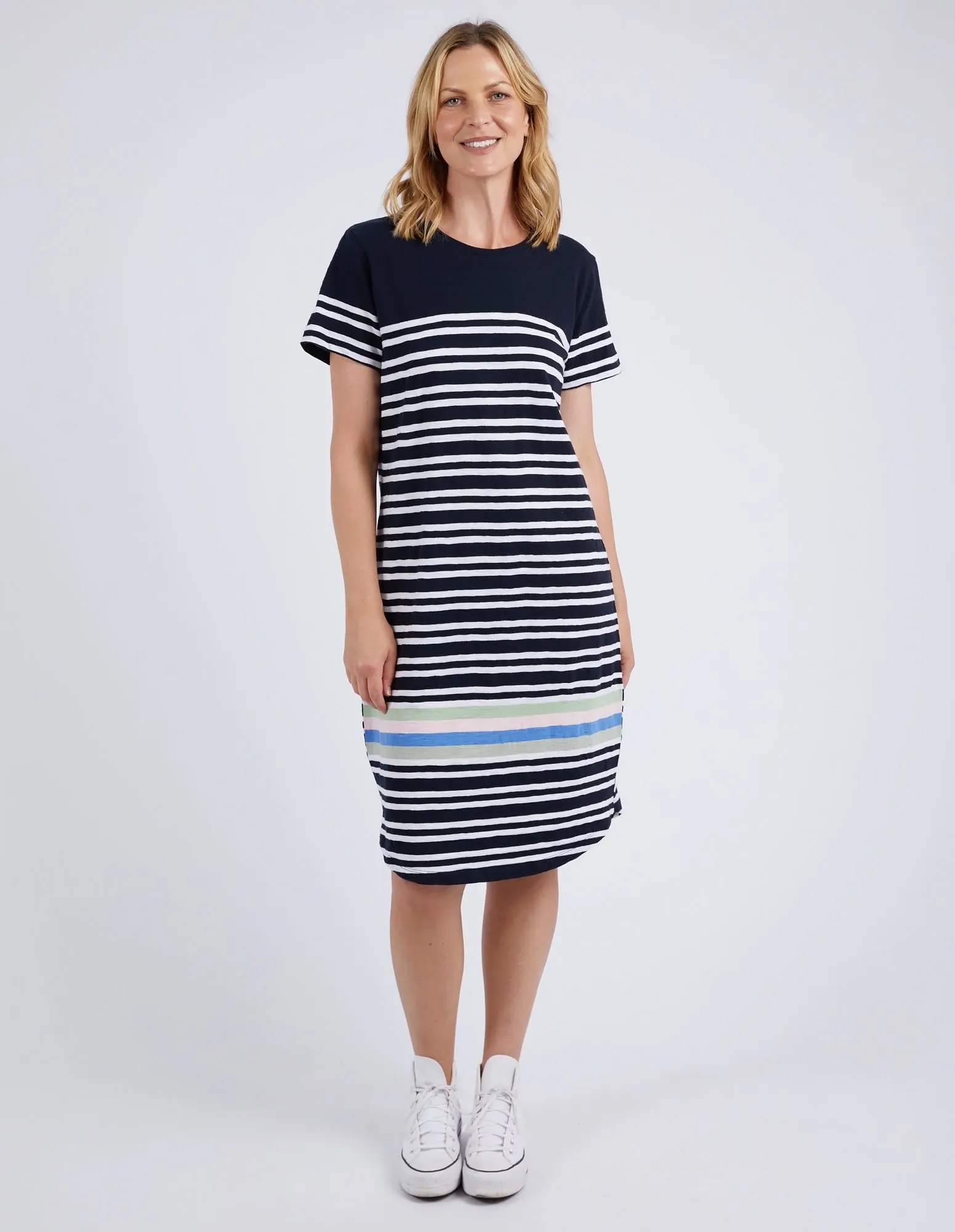 Elm Aligner Tee Dress Navy and White Stripe sold by Shine On product image thumbnail 2