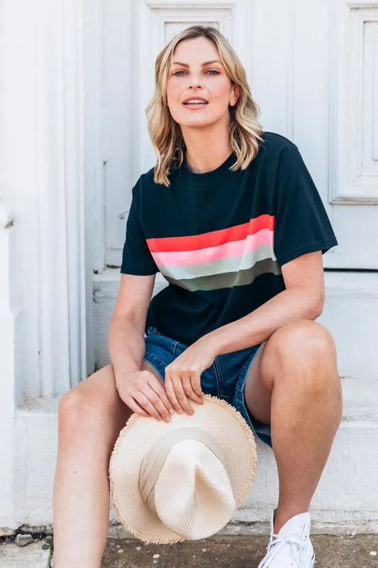 Elm Terra Tee Navy and White Stripe sold by Shine On