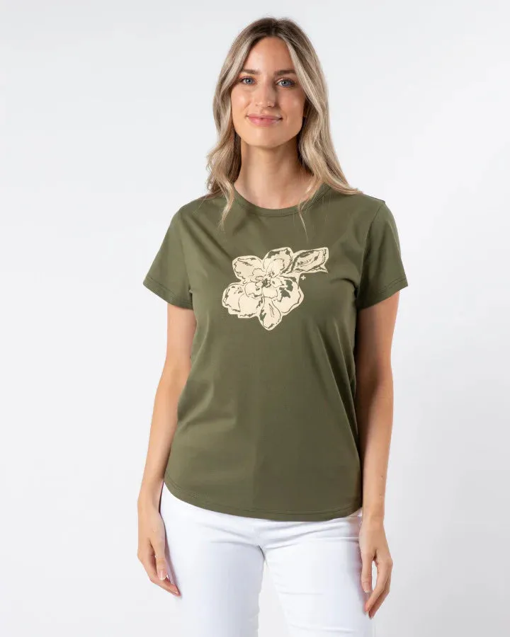 Stella + Gemma T-Shirt Khaki Petal Garden sold by Shine On product image thumbnail 3