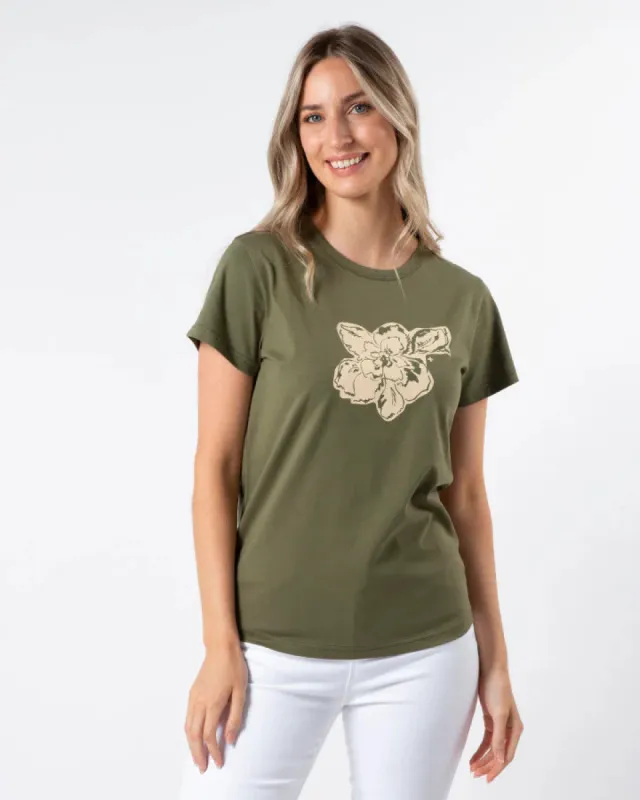 Stella + Gemma T-Shirt Khaki Petal Garden sold by Shine On