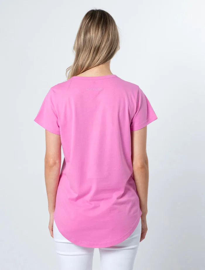 Stella + Gemma T-Shirt Bubblegum White Rose Gold Cross sold by Shine On product image thumbnail 3