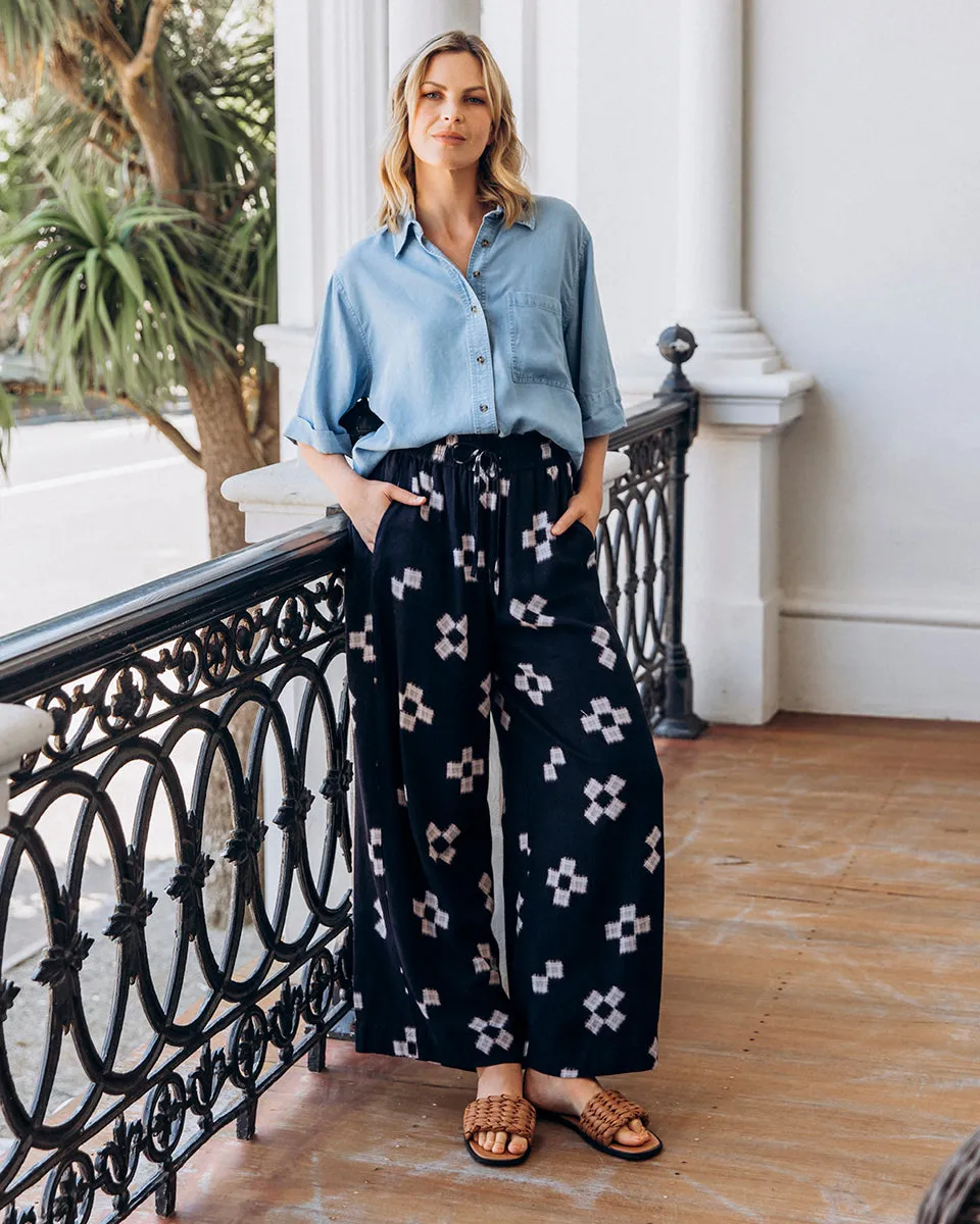 Elm Positano Pant Navy Print sold by Shine On