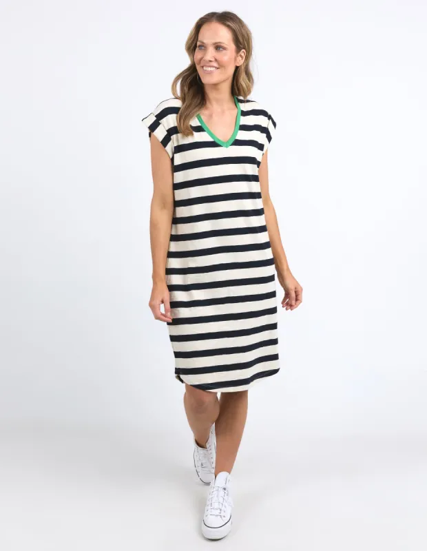 Elm Sunny Tee Dress Navy/White Stripe sold by Shine On
