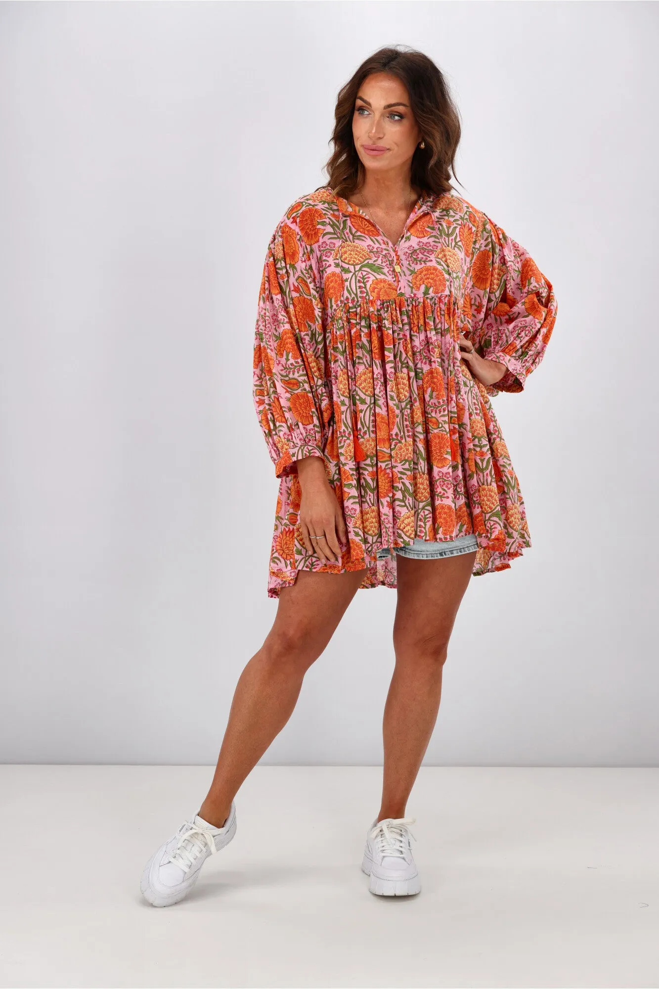 Peacock Feather Marika Top Floral sold by Shine On