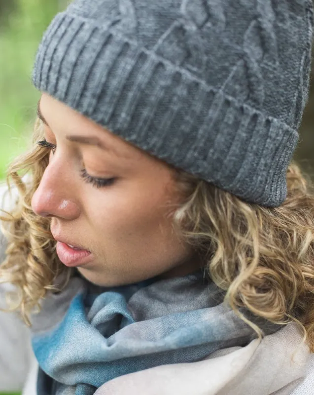 Antler Aran Cable Beanie Grey sold by Shine On