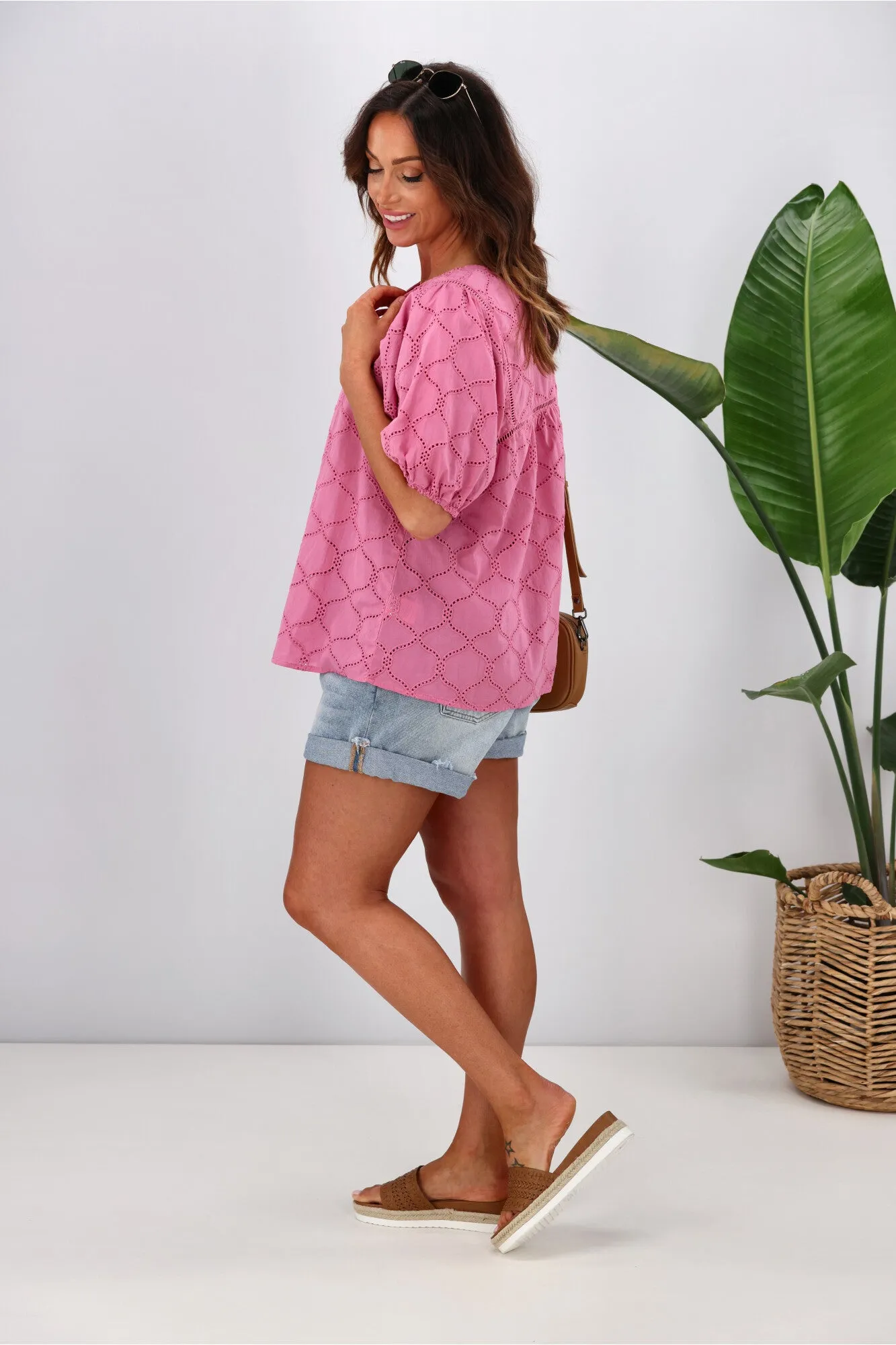 Shine On Label Misty Lace Insert Top Pink Broiderie sold by Shine On product image thumbnail 5