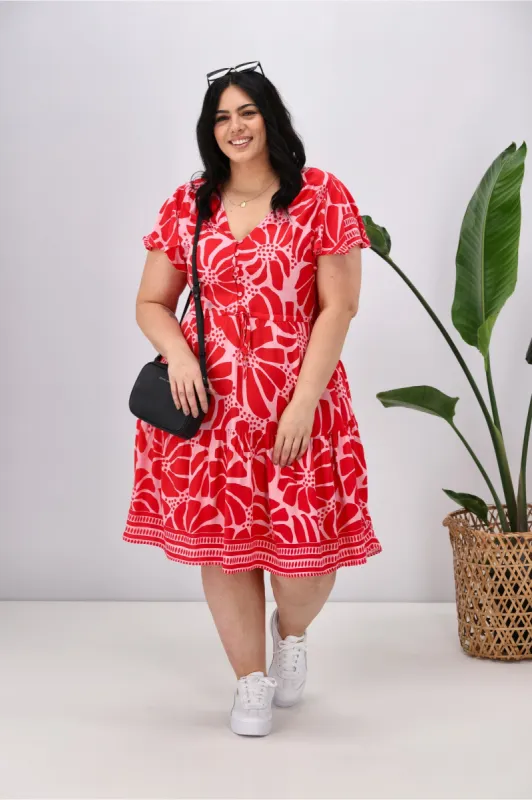 Boho Australia Cerise Dress Red Print sold by Shine On