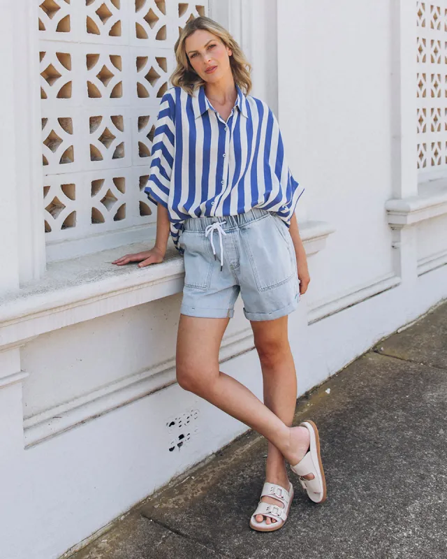 Elm Emma Relaxed Denim Short Light Blue Wash sold by Shine On