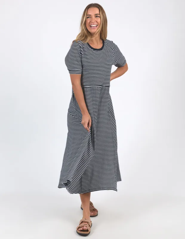 Elm York Midi Dress Stripe Navy/White Stripe sold by Shine On