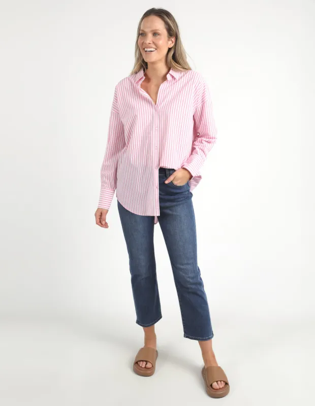 Elm Delia Stripe Shirt Strawberry Pink/White Stripe sold by Shine On