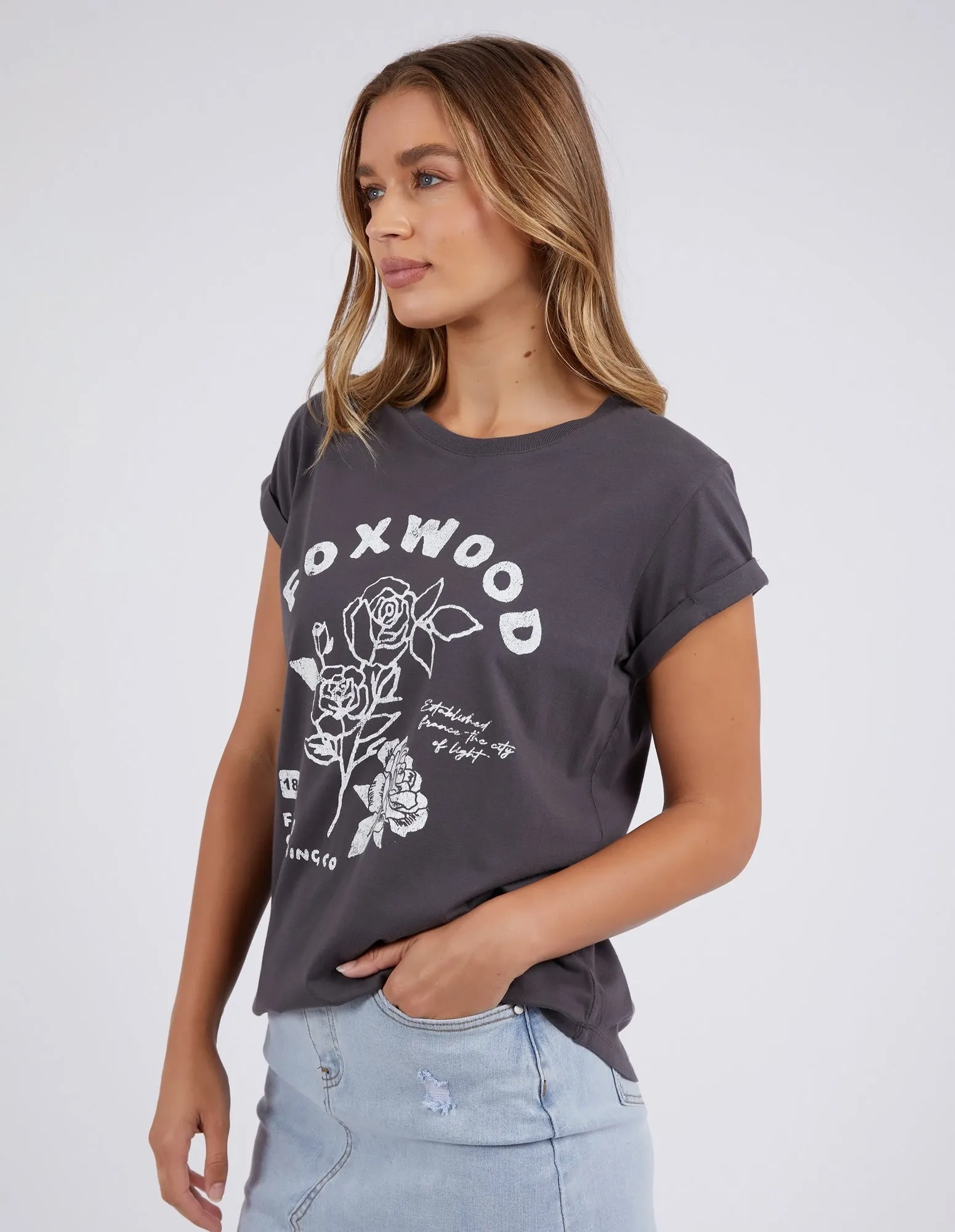Foxwood Rosette Tee Washed Black sold by Shine On product image thumbnail 4