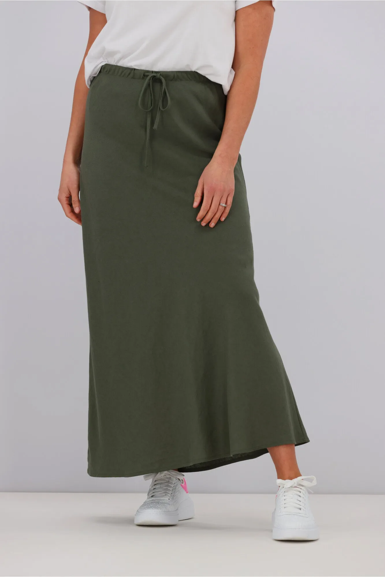 Shine On Label Paloma Bias Linen Blend Skirt Olive sold by Shine On product image thumbnail 2