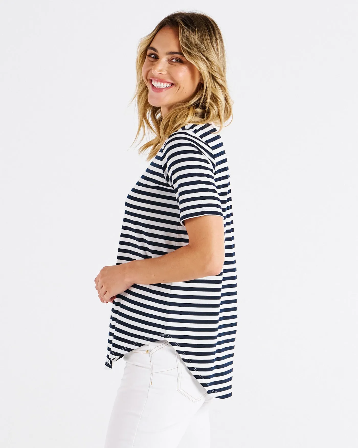 Betty Basics Ariana Tee Navy Stripe Pink sold by Shine On product image thumbnail 3