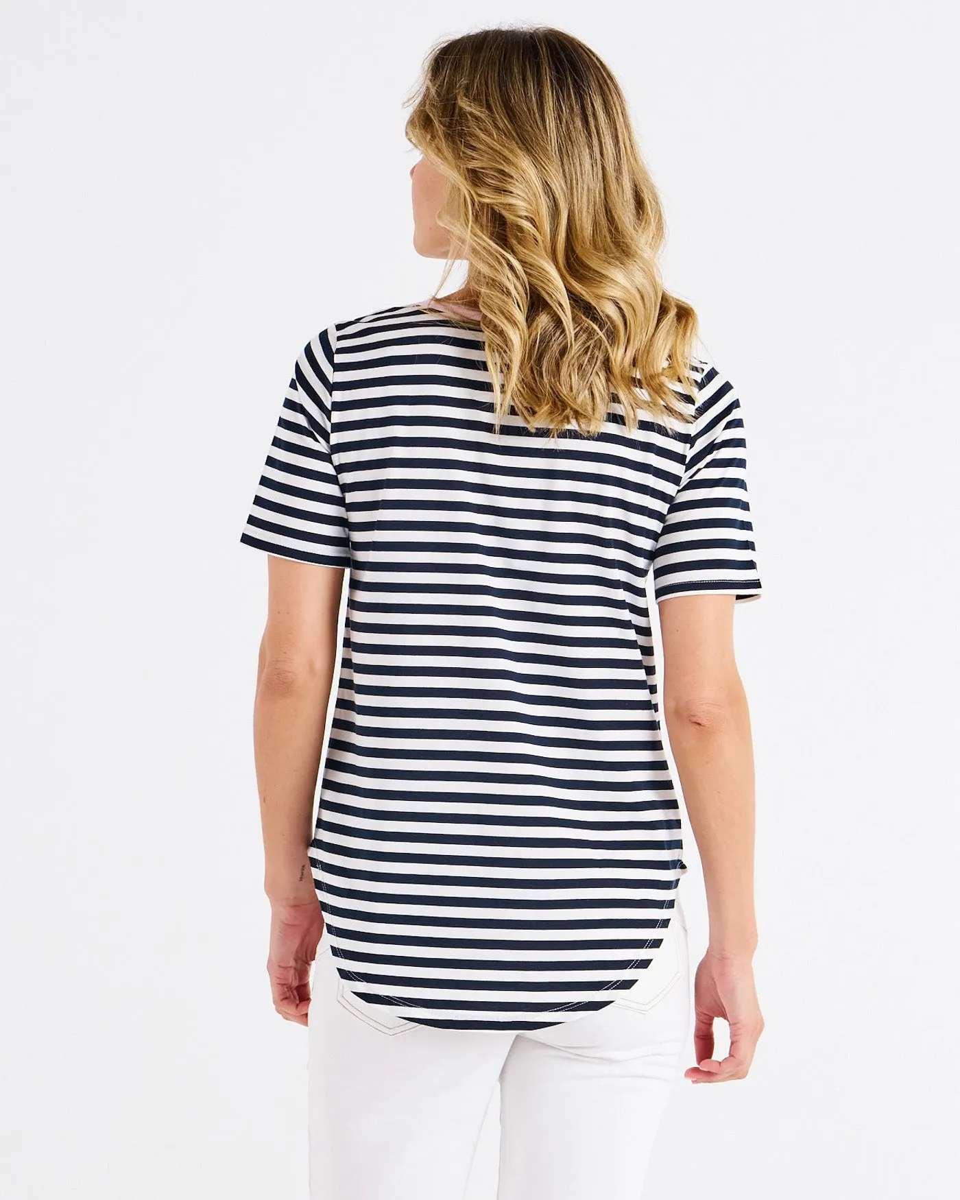 Betty Basics Ariana Tee Navy Stripe Pink sold by Shine On product image thumbnail 4