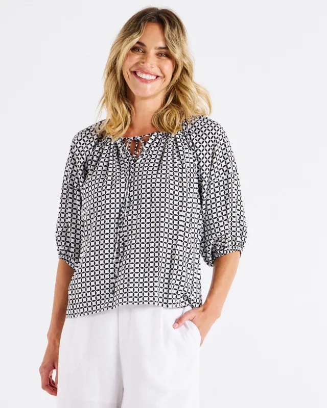 Betty Basics Camilla Blouse Geo Print sold by Shine On