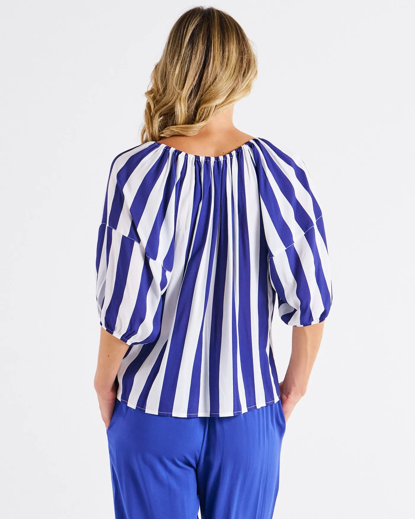 Betty Basics Camilla Blouse Blue Stripe sold by Shine On product image thumbnail 5