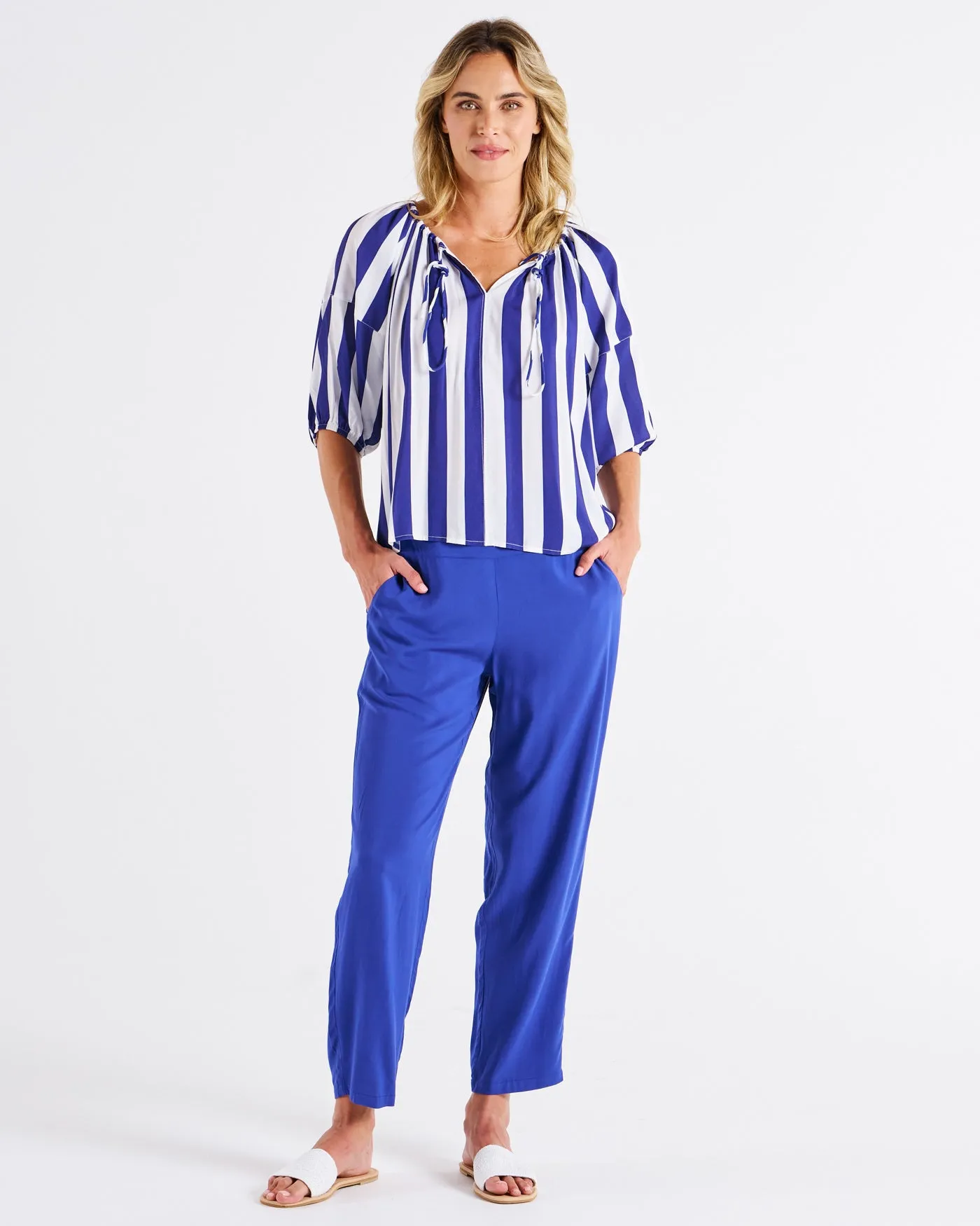 Betty Basics Camilla Blouse Blue Stripe sold by Shine On product image thumbnail 3