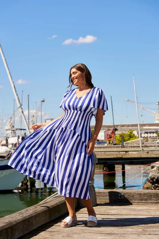 Betty Basics Louisa Dress Blue Stripe sold by Shine On