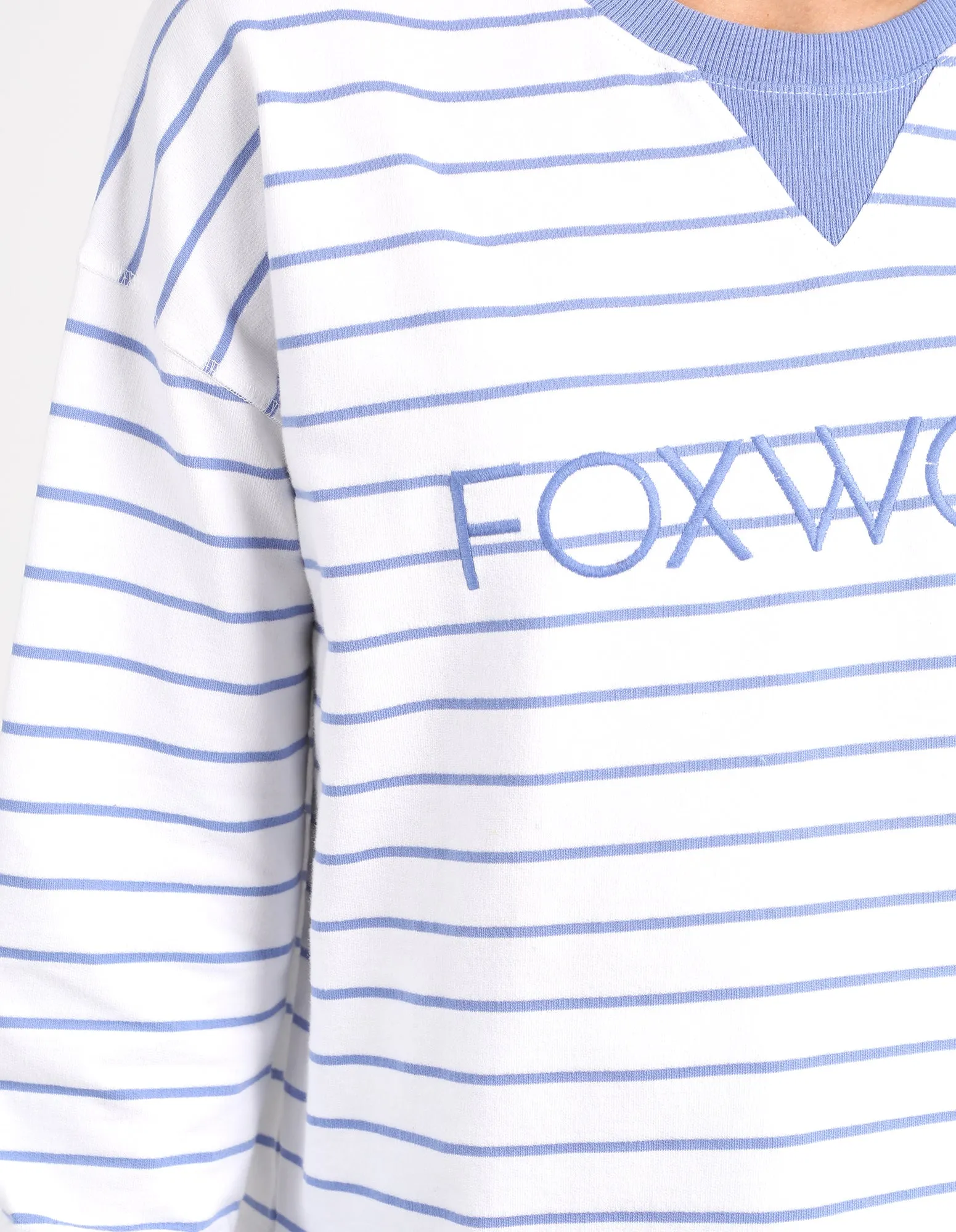 Foxwood Neon Simplified Stripe Crew White/Neon Blue sold by Shine On product image thumbnail 2