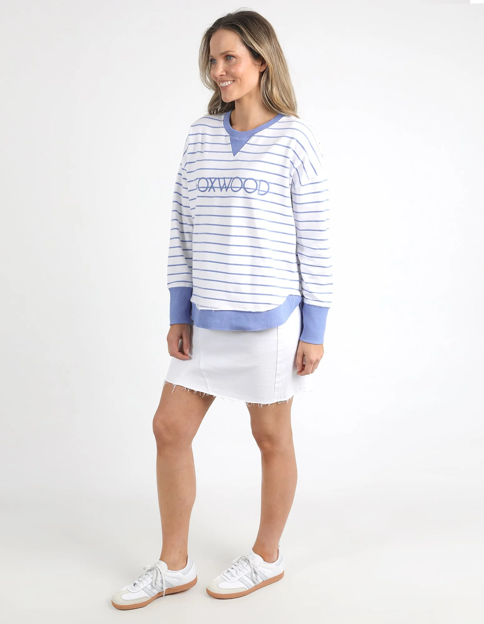 Foxwood Neon Simplified Stripe Crew White/Neon Blue sold by Shine On product image thumbnail 4