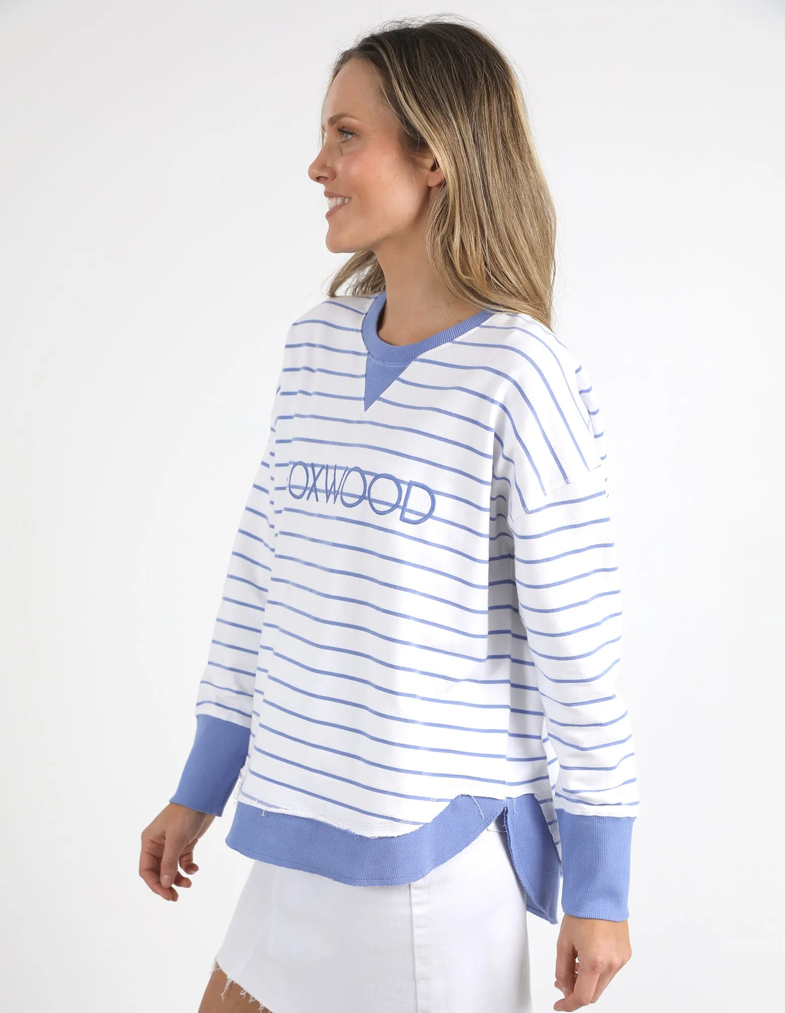 Foxwood Neon Simplified Stripe Crew White/Neon Blue sold by Shine On product image thumbnail 5