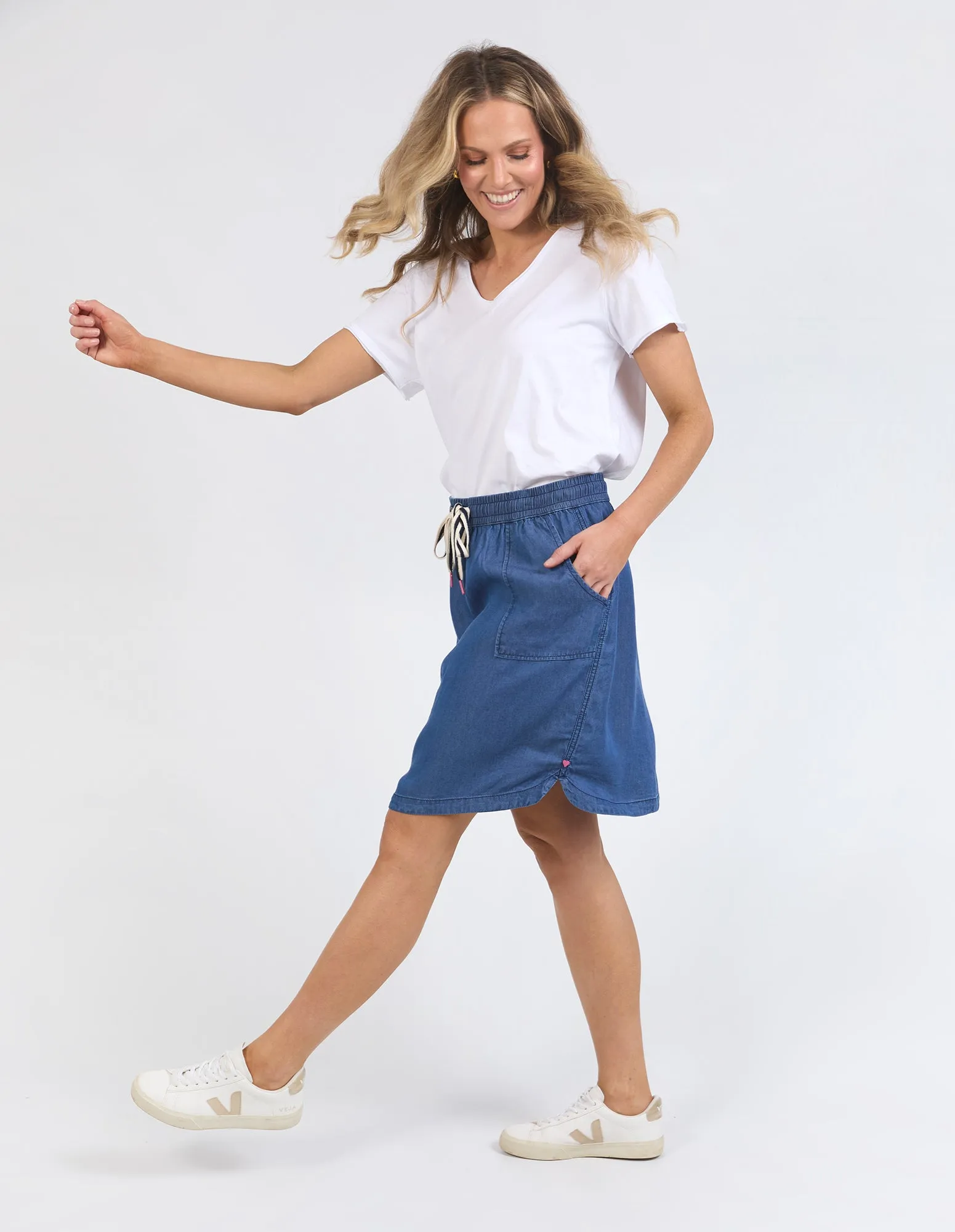 Elm Emmy Chambray Skirt Dark Blue Wash sold by Shine On product image thumbnail 3