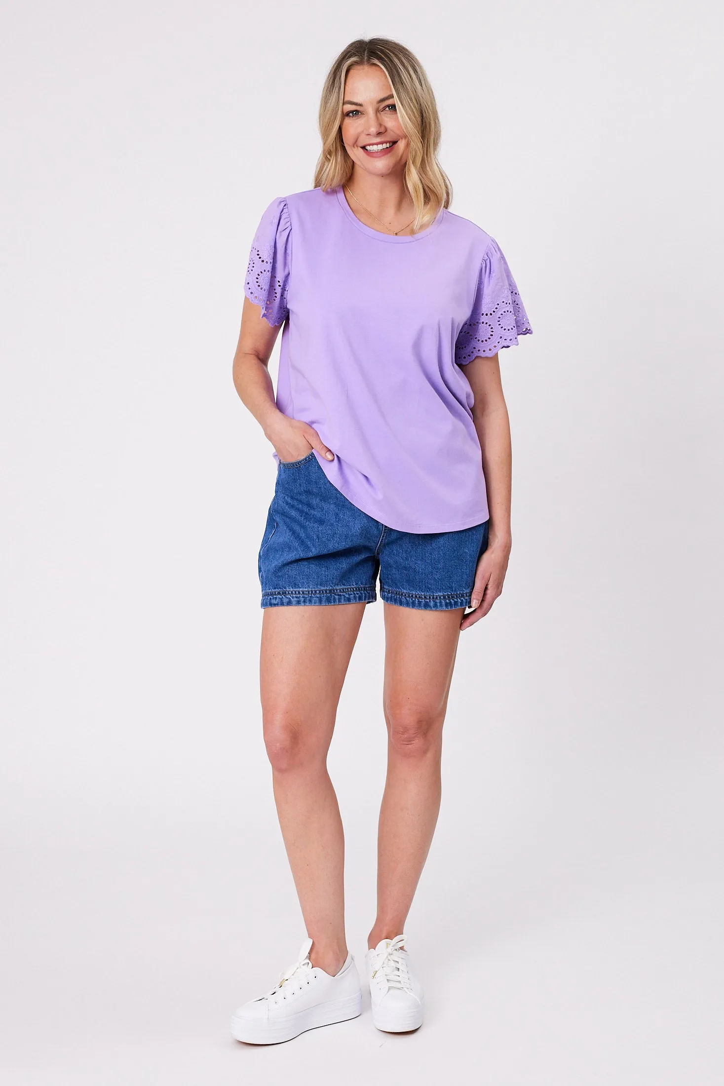 Shine On Label Alicent Broderie Flutter Tee Lilac sold by Shine On product image thumbnail 2
