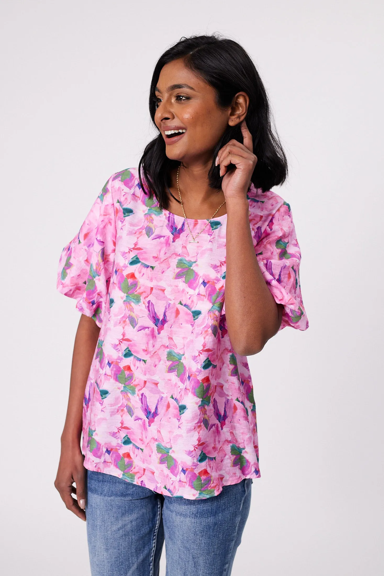 Gloss by Shine On Winslet Puff Sleeve Top Watercolour Floral sold by Shine On product image thumbnail 3