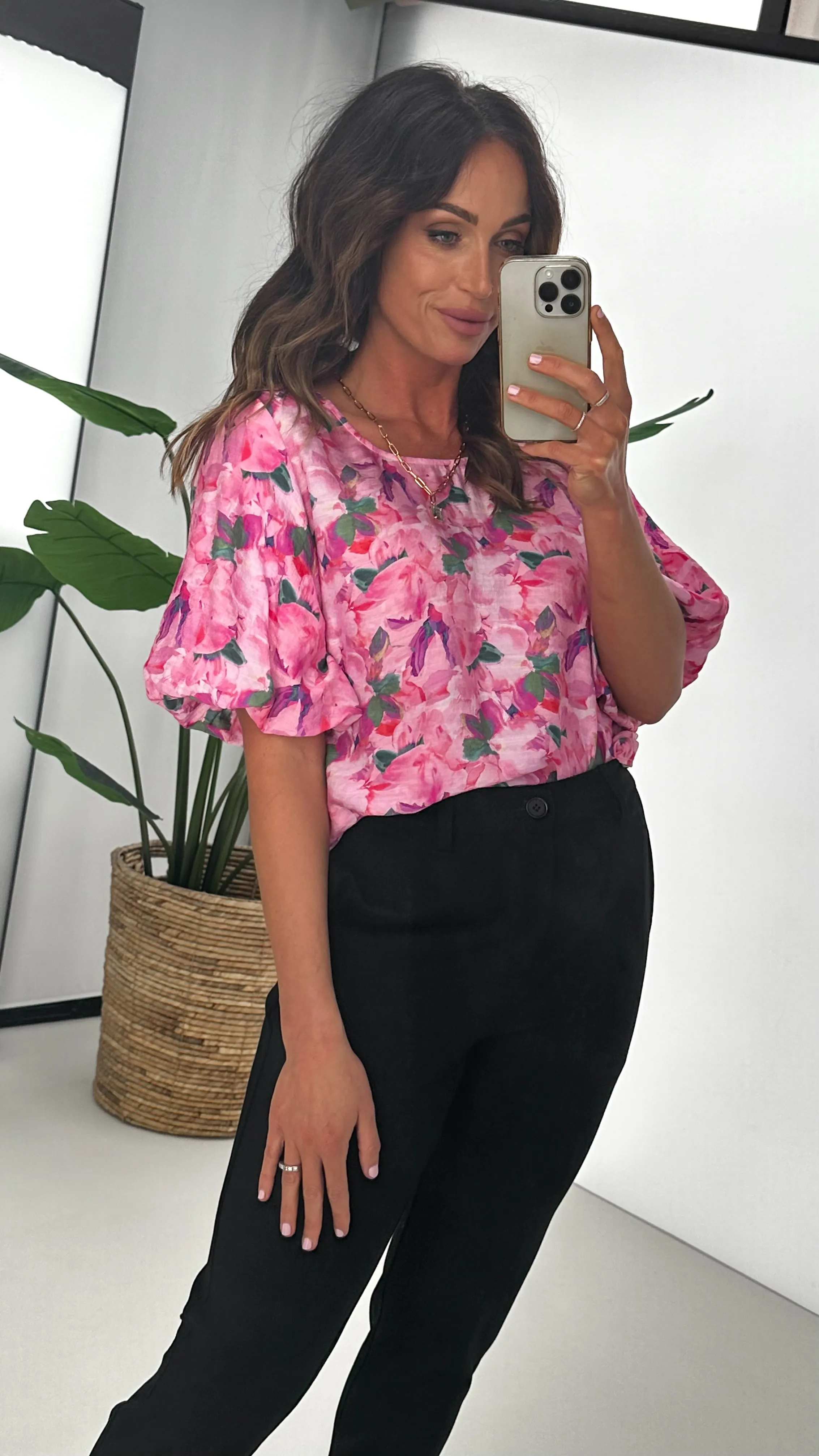 Gloss by Shine On Winslet Puff Sleeve Top Watercolour Floral sold by Shine On product image thumbnail 2