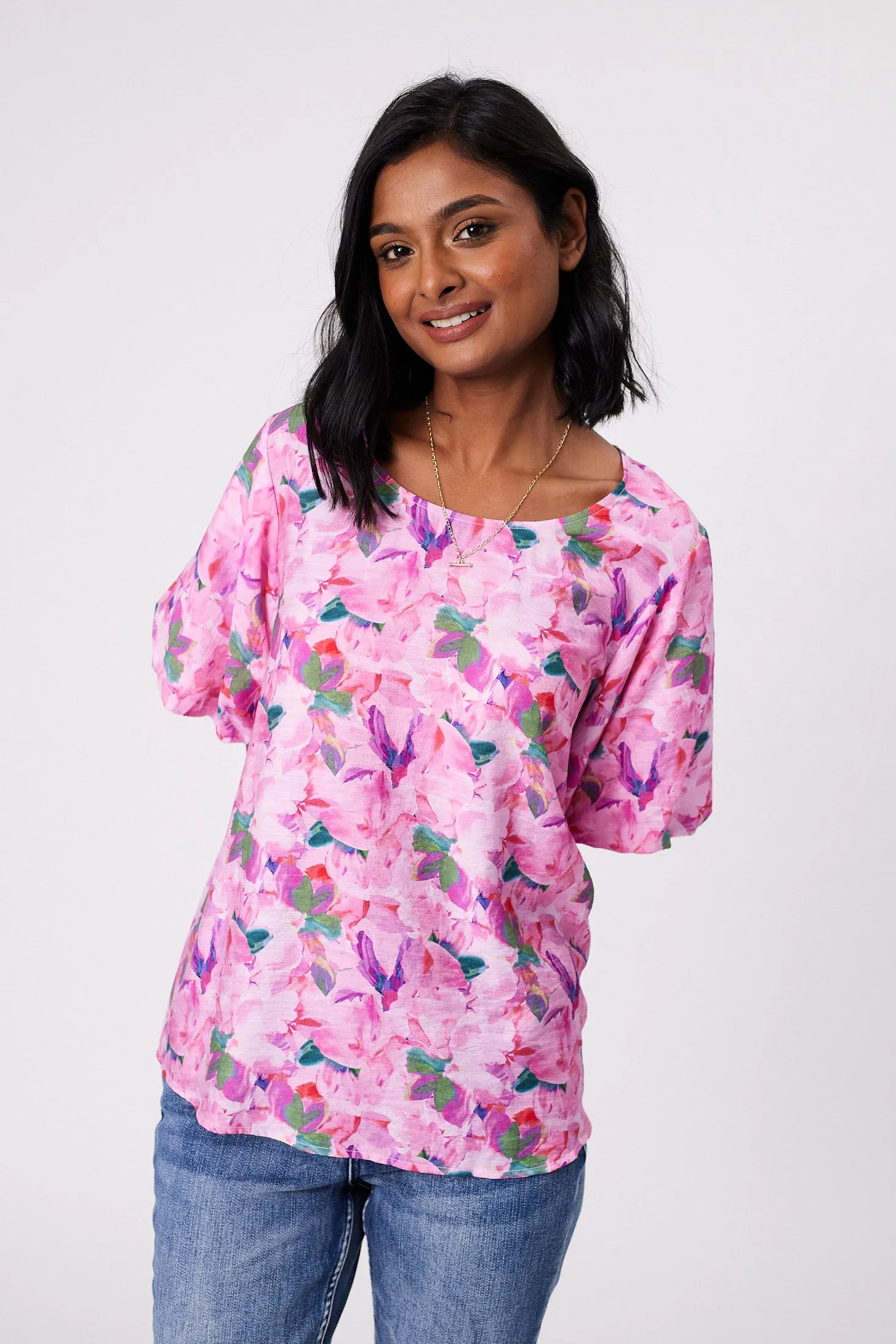 Gloss by Shine On Winslet Puff Sleeve Top Watercolour Floral sold by Shine On product image thumbnail 5